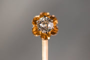 Victorian 14k 0.44 CT Old Mine Cut Diamond Stick Pin in Buttercup Floral Mount