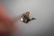 Rare Georgian Sterling and 14k Diamond Stick Pin with Crimped Collet Settings and Angel Wing Motif
