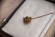 Antique 14k 0.24 CTW Old European Cut Diamond and Ruby Enamel Tiger Stick Pin by Wordley, Allsopp & Bliss
