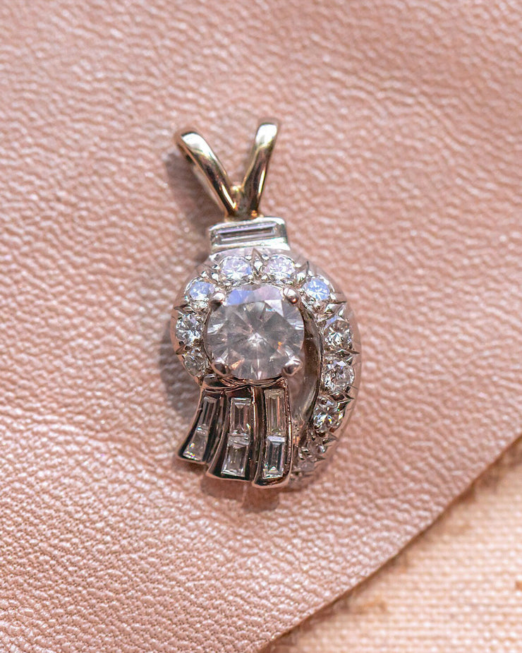 Vintage 2 CTW Celestial Shooting Star Pendant with 1.04 CT Hazy Salt and Pepper Central Diamond