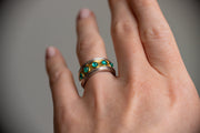 Vintage 18k Two Tone Gold 0.85 CTW Emerald Cabochon Band