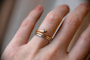Vintage 18k Rosy Gold Snake Minimalist Wrap Ring with 0.02 CTW Navy Spinel Eyes
