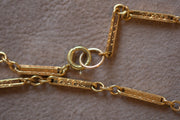 1900s 10-14k Buttery Gold Watch Chain Necklace with Engraved Bar Links