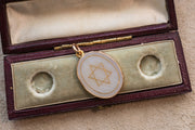 1900s 14k 4.70 CT Agate Intaglio Pendant with Gilt Star of David Engraving