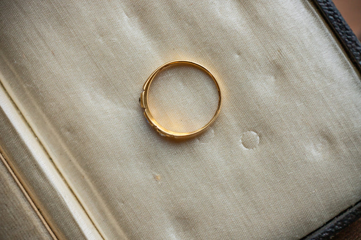 Victorian 18k 0.12 CTW Sapphire & Diamond Ring with Noteworthy Hallmarking