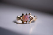 Antique 14k 0.81 CT Australian Crystal Boulder Opal in Swirled Split Shank Ring