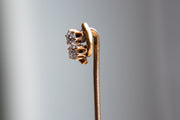 Victorian 10k 0.16 CTW Old Mine Cut Diamond Toi et Moi Stick Pin with Rosy Gold Crown Prong Mount