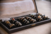 Edwardian 36 Ring Presentation Case with Black Velvet and Cream Silk Interior made for L.W. Butcher