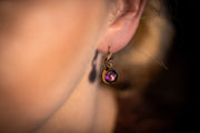 Georgian 9k 5.50 CTW Foiled Amethyst Cabochon Drop Earrings in the Rococo Revival Style