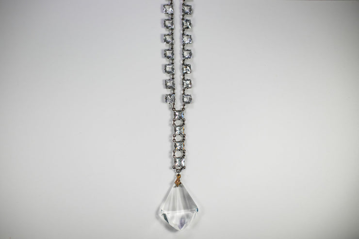 Art Deco Sterling Silver and Hand-Faceted Cut Crystal &
