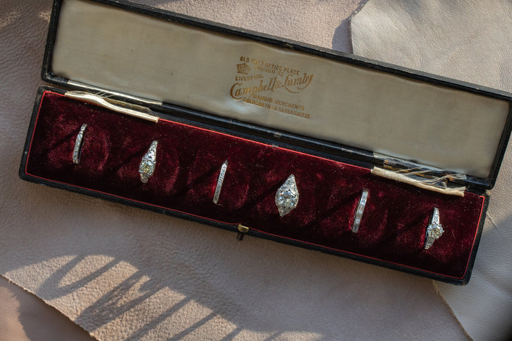 Art Deco 18k 0.10 CTW Diamond Wedding Band Dated 1931 by Famed Granat Bros. of San Francisco