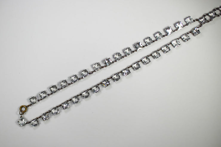 Art Deco Sterling Silver and Hand-Faceted Cut Crystal &
