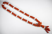 Rare Late Georgian 14k Hand-Carved Coral Necklace with Rolling Pin Beads and Hand Holding Charms