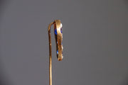 Early Victorian High Karat Gold 0.78 CTW Cornflower Spinel & Seed Pearl Horseshoe Stick Pin