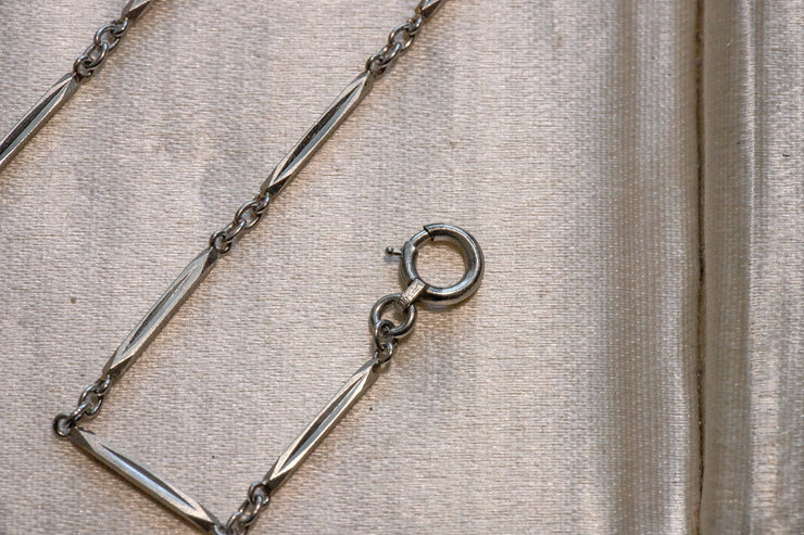 Vintage Platinum Geometric Torpedo Fancy Link Necklace Chain