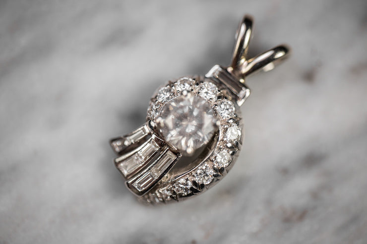 Vintage 2 CTW Celestial Shooting Star Pendant with 1.04 CT Hazy Salt and Pepper Central Diamond