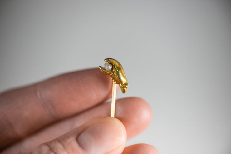 Art Nouveau 10k Baroque Pearl Lobster Claw Figural Stick Pin