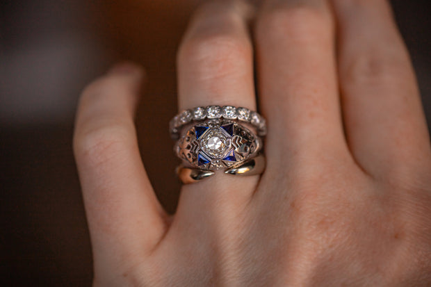 Rare 18k 0.60 CT 18th Century VS1 Peruzzi Cut Diamond in 1920s Art Deco Engagement Ring Mount