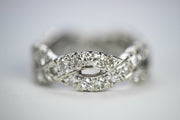 Vintage 14k 1.80 CTW Diamond Eternity Band with Intertwined Lover's Knot Motif