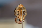 Art Nouveau 18k 0.10 CT Old European Diamond Stick Pin Featuring Organic Nude Mythological Mermaid