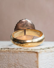 Georgian 18k 1.00 CTW Rose Cut Diamond & Pearl Bague au Firmament Enamel Ring
