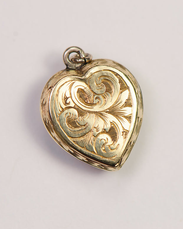 1830s 14k+ 0.90 CT Crystal Heart Charm with Glazed Hair Locket & Gold Wire Cypher