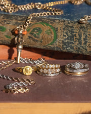 Victorian 10k Deep Gold 24" 17.4g Fancy Link Belcher Chain with Gilt Swivel Clip, Split Rings & Coral Watch Key