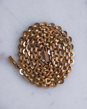 1930s French Art Moderne 18k Rose Gold 18.6" Fancy Link Fluted Disc Chain