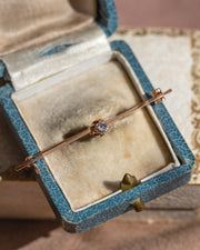 Victorian 14k Rose Gold 0.14 CT Old European Cut Diamond Buttercup Claw Prong & Knife Edge Bar Brooch
