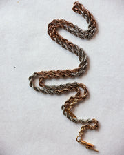 Vintage Platinum & 10k Vivid Rose Gold 17.5" 18g Rope Chain Necklace