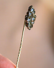 Georgian 2.71 CTW Crystal Quartz Black Dot Foiled Floral Cluster Stick Pin