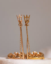 Pair of Vintage 10k 0.40 CTW ΔΔΔ Crescent, Star & Trident Stick Pin Brooches for Tri Delta Sorority