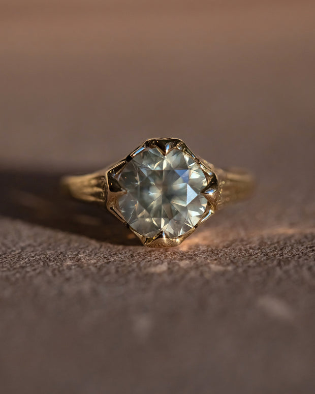 Antique 1900s 14k 2.02 CT Natural Fancy Gray Diamond Ring with Revival Style Claw Prong Mount (Appraised & GIA Certified)