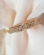 Vintage 14k 1.10 CTW Old Mine Cut Speckled Champagne Diamond Five Stone Ring