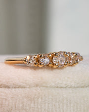Vintage 14k 1.10 CTW Old Mine Cut Speckled Champagne Diamond Five Stone Ring
