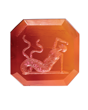 1820s 164 CT 40g Carved Agate Desk Seal with Siren Intaglio Matrix